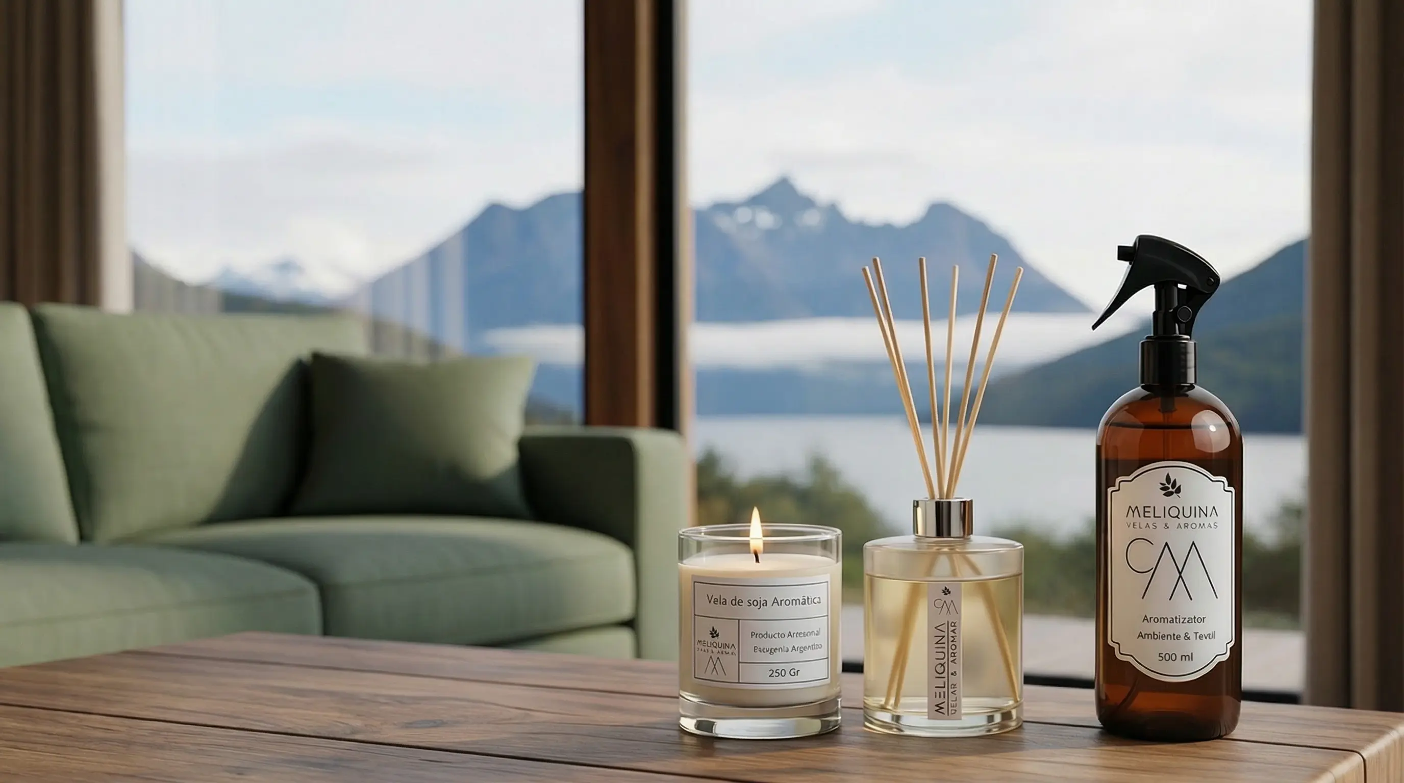 Velas de soja y difusores artesanales Meliquina Natural - Venta mayorista desde la Patagonia